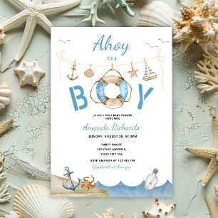 Nautical Ahoy Het is een Boy Baby shower Kaart