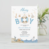 Nautical Ahoy Het is een Boy Baby shower Kaart (Staand voorkant)