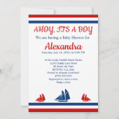Nautical Ahoy Het is een Boy Red Navy Baby shower Aankondiging (Voorkant)