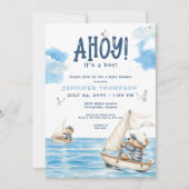 Nautical Ahoy Het is een Boy Sailor Beren Baby sho Kaart (Voorkant)
