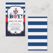 Nautical Ahoy Het is een Jongen Baby shower die ee Informatiekaartje (Voorkant / Achterkant)