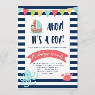 Nautical Ahoy! Het is een jongen! Baby Shower Kaart