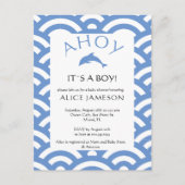 Nautical Ahoy Het is een jongen Baby shower uitnod Briefkaart (Voorkant)