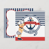 Nautical Ahoy Het is een Jongen Baby shower Uitnod Kaart (Voorkant / Achterkant)