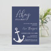 Nautical Ahoy Het is een Jongen Baby shower Uitnod Kaart (Staand voorkant)