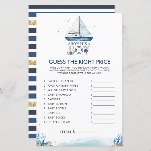 Nautical Ahoy Het is een jongen die de juiste prij (Voorkant / Achterkant)