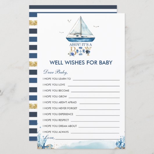 Nautical Ahoy Het is een jongen die goed op Baby w (Voorkant / Achterkant)