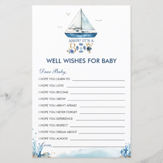 Nautical Ahoy Het is een jongen die goed op Baby w (Voorkant)