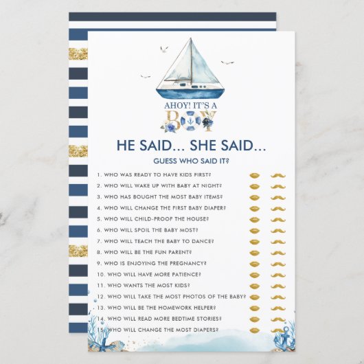 Nautical Ahoy Het is een jongen die hij zei dat ze (Voorkant / Achterkant)