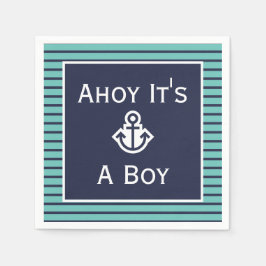 Nautical Ahoy Het is een jongen gestript Napkins Servet