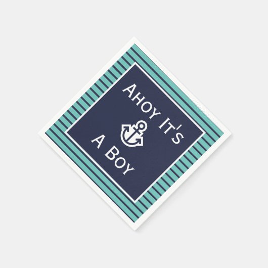 Nautical Ahoy Het is een jongen gestript Napkins Servet (Hoek)