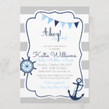 Nautical Ahoy is een Boy Baby shower Kaart