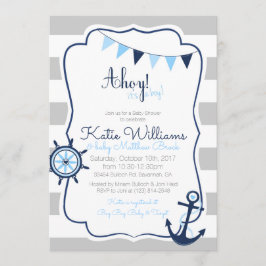 Nautical Ahoy is een Boy Baby shower Kaart