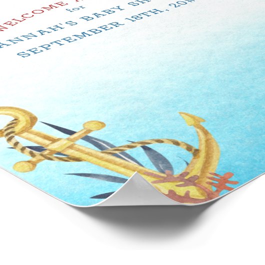 Nautical Ahoy is een Boy Baby shower Welcome Poster (Hoek)