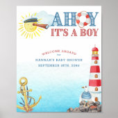 Nautical Ahoy is een Boy Baby shower Welcome Poster (Voorkant)