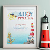 Nautical Ahoy is een Boy Baby shower Welcome Poster