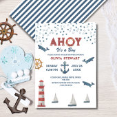 Nautical Ahoy is een jongen Baby shower Uitnodigin Kaart