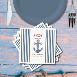 Nautical Ahoy is een jongen Baby shower Uitnodigin Servet