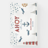 Nautical Ahoy is een jongen Baby Welkomstdouche Spandoek (Verticaal)