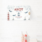 Nautical Ahoy is een jongen Baby Welkomstdouche Spandoek (Insitu)