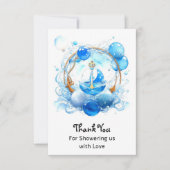 Nautical Ahoy: Nautisch Thema Jongen Baby shower Bedankkaart (Voorkant)