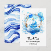 Nautical Ahoy: Nautisch Thema Jongen Baby shower Bedankkaart (Voorkant / Achterkant)