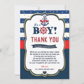 Nautical Ahoy Red Navy Baby shower - Hartelijk dan Kaart (Voorkant)