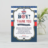 Nautical Ahoy Red Navy Baby shower - Hartelijk dan Kaart (Staand voorkant)