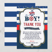 Nautical Ahoy Red Navy Baby shower - Hartelijk dan Kaart (Voorkant / Achterkant)
