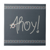 Nautical Ahoy Rope Text & Sailboat Tile Tegeltje (Voorkant)