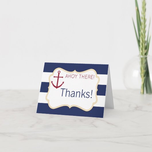 Nautical Ahoy There Baby shower Dank je wel kaart (Voorkant)