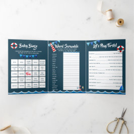 Nautical ahoy vuurtoren schip zee boys eerste fees drieluik uitnodiging