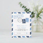 Nautical Airmail Card Save the Date (Staand voorkant)