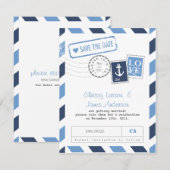 Nautical Airmail Card Save the Date (Voorkant / Achterkant)