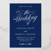 Nautical All in One Wedding Calligraphy Silver Folie Uitnodiging (Voorkant)
