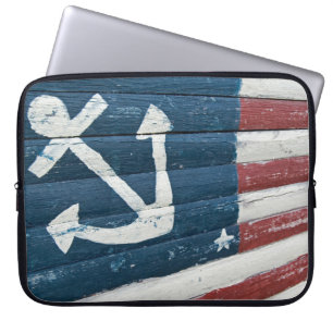 Nautical American Flag Laptop Sleeve