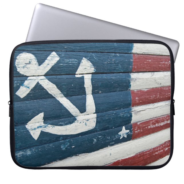 Nautical American Flag Laptop Sleeve (Voorkant)