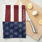 Nautical American Flag Red White Blue Starfish Ki Theedoek (Quarter Fold)
