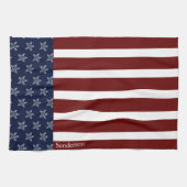 Nautical American Flag Red White Blue Starfish Ki Theedoek (Horizontaal)
