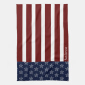 Nautical American Flag Red White Blue Starfish Ki Theedoek (Verticaal)
