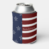 Nautical American vlag Red White Blue Starfish: Blikjeskoeler (Blikje Achterkant)