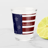 Nautical American vlag Red White Blue Starfish: Shot Glas (Voorkant)