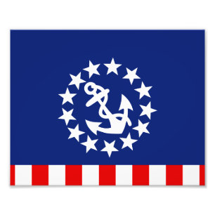 Nautical American Yacht Flag is bij de Marina Foto Afdruk