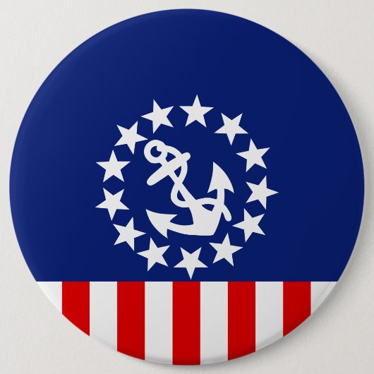 Nautical American Yacht Flag is bij de Marina Ronde Button 6,0 Cm (Voorkant)