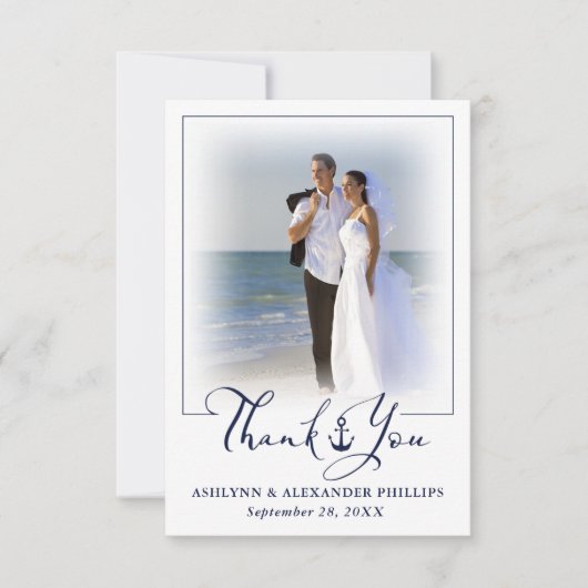 Nautical Anchor 2 Photo Weddenschap script Bedankt (Voorkant)