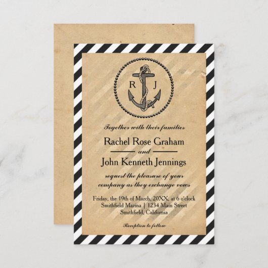  Nautical Anchor - 3x5 Weddenschap Kaart (Voorkant / Achterkant)