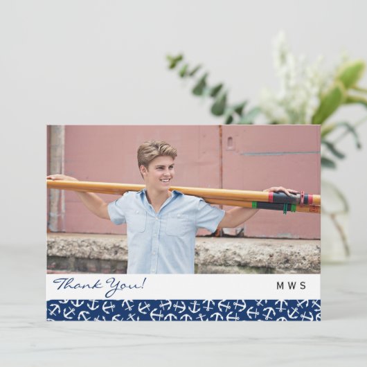 Nautical Anchor Afstuderen Class of 2016 Hartelijk Bedankkaart (Staand voorkant)