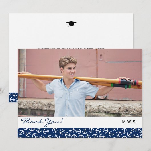 Nautical Anchor Afstuderen Class of 2016 Hartelijk Bedankkaart (Voorkant / Achterkant)