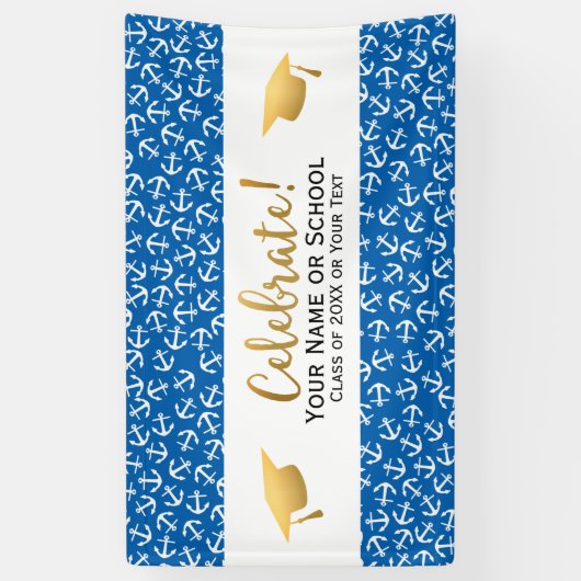 Nautical Anchor Afstuderen Class of 20XX Afstudeer Spandoek (Verticaal)