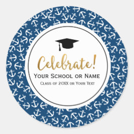 Nautical Anchor Afstuderen Class of 20XX Party Ronde Sticker